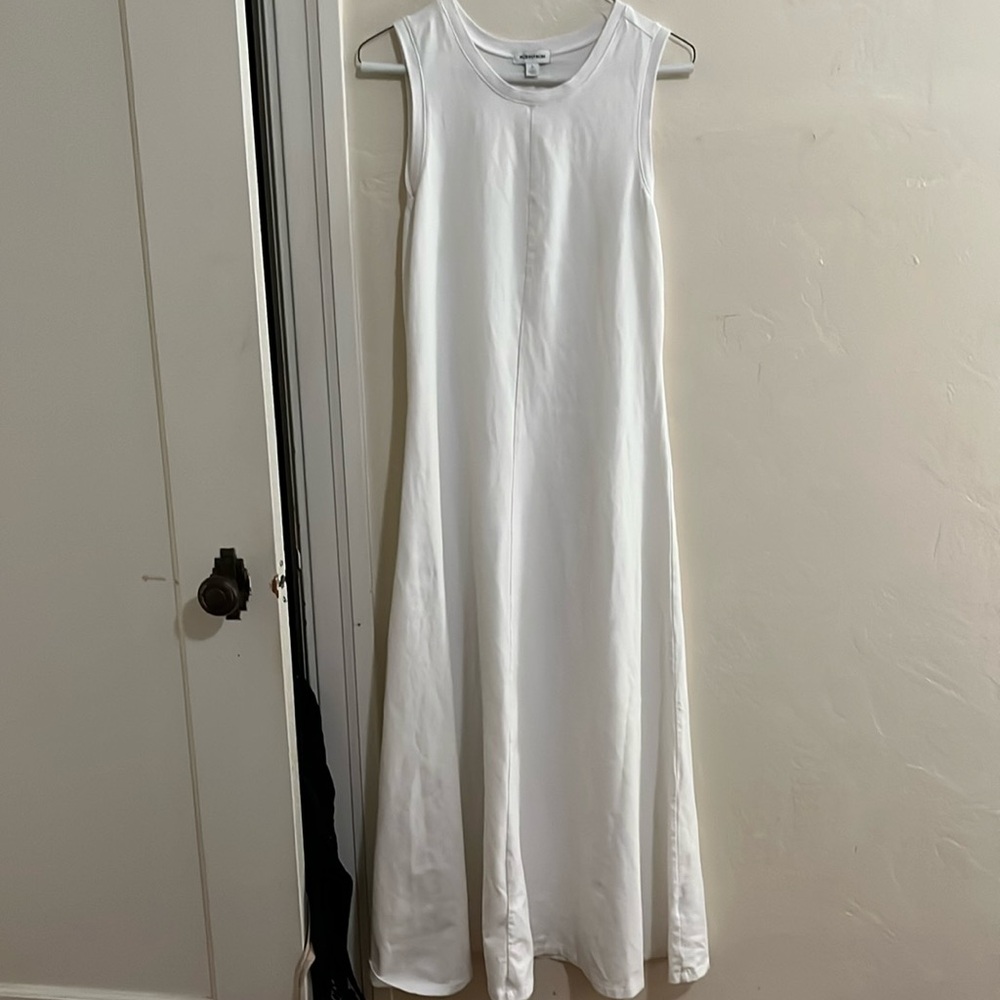Sleeveless cotton blend a line maxi dress